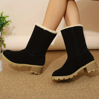 Ellafyr | Schicke Winterstiefel für Frauen - Warme, schlankmachende Kunstfell-Stiefel – Schwarz