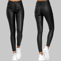 Heidi-Mode | Elegante Slim-Fit Kunstlederhose mit Hohem Bund – Schwarz