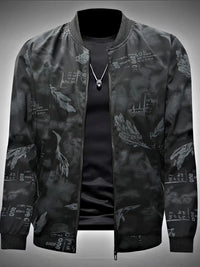 Shiraven | Federn Muster Allover Print Design Trainingsjacke – Schwarz