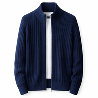 Bjarte – Gerippter Strickjacke Mit Reißverschluss – Blau