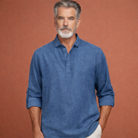 Lässiges Herren Henley-Shirt mit Knopfleiste für Herren | Tijn – Blau