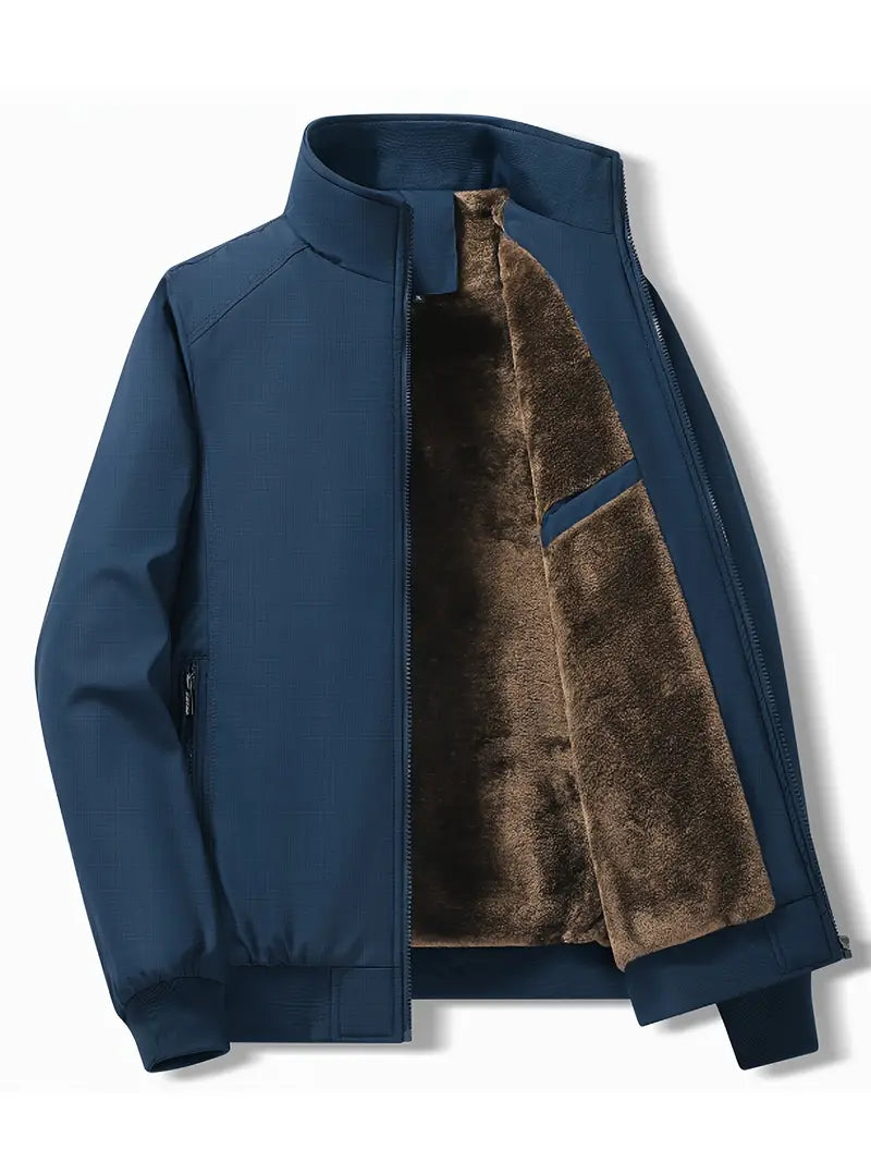 Liakren | Herren Fleece-gefütterte Jacke - Lässiger, winddichter Polyester-Mantel