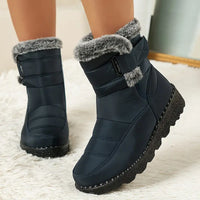 Klebaraith | Modische einfarbige Schneestiefel für Frauen mit runder Zehe – Blau