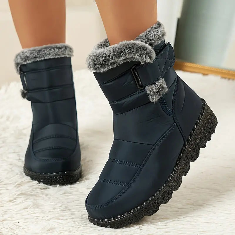 Klebaraith | Modische einfarbige Schneestiefel für Frauen mit runder Zehe