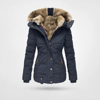 Winterjacke Damen Mit Kapuze | Wintermantel Gefüttert Mit Reißverschluss – Blau
