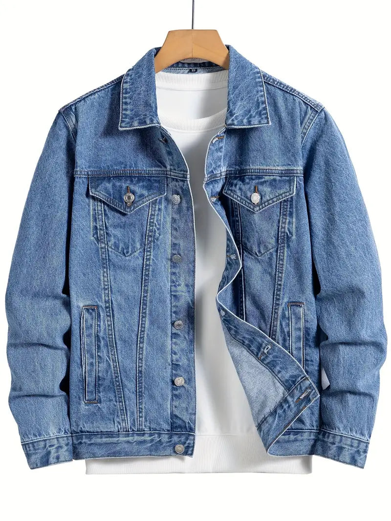 Shiyara | Solide Herren Jeansjacke für Frühling Herbst, stilvolle Freizeitkleidung