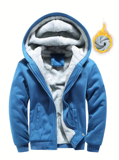 Liazen | Winter Warm Fleece Zipper Hooded Jacke, Solid Farbe verdickt lässiger Hoodie