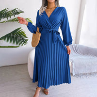 Monique - Elegantes Plisseekleid – Blau