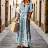 Sommerkleid für Damen - italienisches Tunika-Kleid mit V-Ausschnitt – Blau
