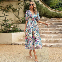 Sommerkleid für Damen – Elegantes Festliches Maxikleid mit Blumenmuster – Bunt