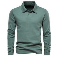 Herren Lässiger Polo | Langarm – Grün