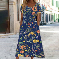 Fia | Kleid mit Blumenmuster für Frauen – Dunkelblau