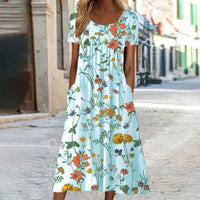 Fia | Kleid mit Blumenmuster für Frauen – Hellblau
