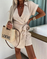 Louise™ | Eleganter Kurzarm-Jumpsuit – Creme