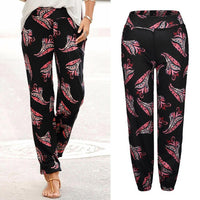FRIDA - Bedruckte Boho-Hose – Schwarz red