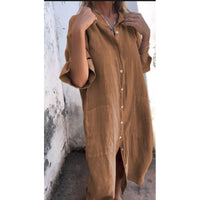 Boho-Hemdkleid für Frauen – Elegantes, luftiges Sommerkleid – Khaki
