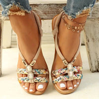 Damen Boho Perlen Slip Auf Sandalen | Bequeme – Beige
