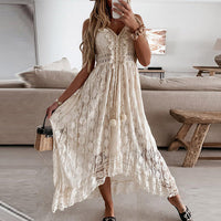 Oceanna | Elegantes Boho Maxikleid - fließend & bequem – Beige