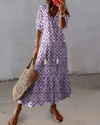 Boho Maxikleid für Frauen – Elegantes Sommerkleid mit fließender Passform – Lila