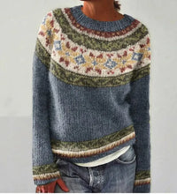 Tanja | Retro-Pullover für die goldene Herbstzeit – Grau / Sterne