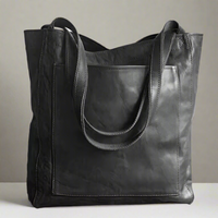 Handtasche für Damen – Vegane Leder Shopper Tasche für den Sommeralltag – Schwarz