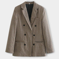 Maßgeschneiderter Blazer mit Karomuster für Frauen – Braun