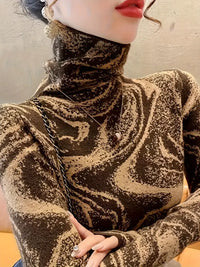 Dreineya | Gestreifter Farbiger Rollkragenpullover, eleganter schlanker Langarmpullover – Browness