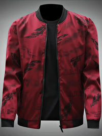 Shiraven | Federn Muster Allover Print Design Trainingsjacke – Bordeaux