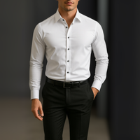 Hemd für Herren - Slim Fit Sommer-Businesshemd mit Stretch – Weiß