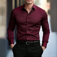 Hemd für Herren - Slim Fit Sommer-Businesshemd mit Stretch – Purpurrot