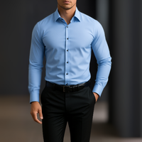 Hemd für Herren - Slim Fit Sommer-Businesshemd mit Stretch – Himmelblau