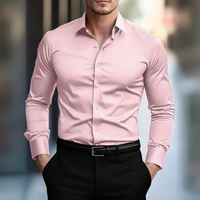Hemd für Herren - Slim Fit Sommer-Businesshemd mit Stretch – Hellrosa