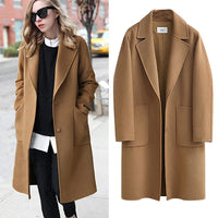 TORIA – Zeitloser langer Mantel für Damen – Camel