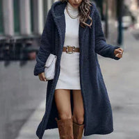 Wistease | Lange Teddy Winterjacke – Blau