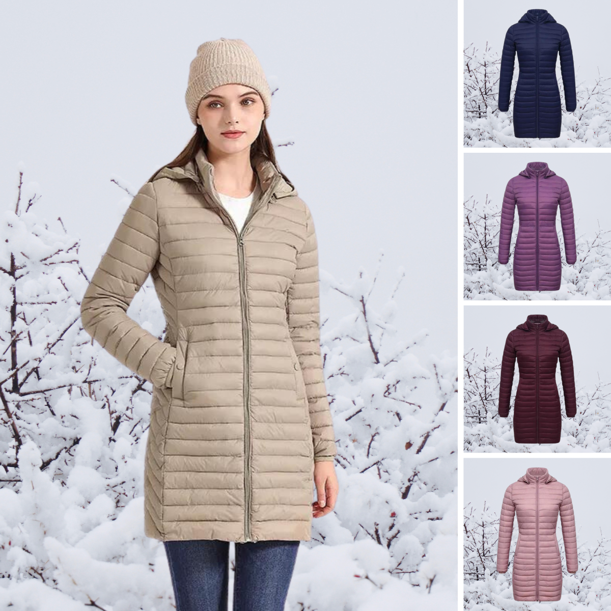 Asmotra |  Die neue ultraleichte, tragbare, lange und warme Parka-Jacke mit Kapuze