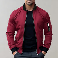 Herren Lässige Bomber Langarm Jacke | Reißverschluss – Rot
