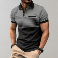 Poloshirt für Herren - Lässiges Gestreiftes Sommerpolo für Herren – Grau