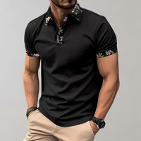 Poloshirt für Herren - Polo mit tropischem Print für den Sommer 2024 – Schwarz