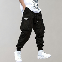 Herren Cargo Jogginghose – Lila Streetwear-Hose mit Reißverschlusstaschen & Bündchen – Schwarz