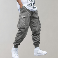 Herren Cargo Jogginghose – Lila Streetwear-Hose mit Reißverschlusstaschen & Bündchen – Grau