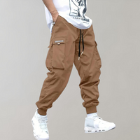 Herren Cargo Jogginghose – Lila Streetwear-Hose mit Reißverschlusstaschen & Bündchen – Khaki