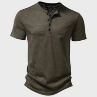T-Shirt für Herren - Lässiges V-Ausschnitt Sommer T-Shirt für Herren – Olivgrün