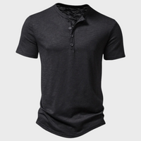 T-Shirt für Herren - Lässiges V-Ausschnitt Sommer T-Shirt für Herren – Schwarz