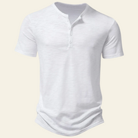 Anthony | Herren Lässiges Geknöpftes Kurzarm Henley Shirt – Weiß