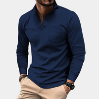 Heidi-Mode | Langarmhemd Mit Brusttasche für Herren – Marine