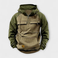 Sheldon – Lässiger Langarm Kapuzenpullover Mit Fronttasche – Khaki