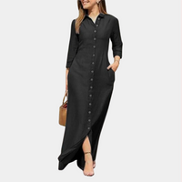 Birgitten | Damen Hemdkleid | Maxi – Dunkelgrau