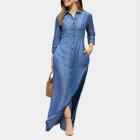 Birgitten | Damen Hemdkleid | Maxi – Hellblau