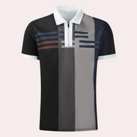 Poloshirt für Herren - Stilvolles Zigzag Polo mit Reißverschluss für den Sommer – Schwarz