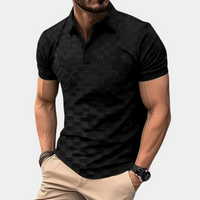 Poloshirt für Herren - Karo-Design Kurzarm-Poloshirt für den Sommer 2024 – Schwarz
